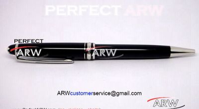 Perfect Replica Montblanc Meisterstuck Stainless Steel Clip Black Cap Black Ballpoint Pen Gift